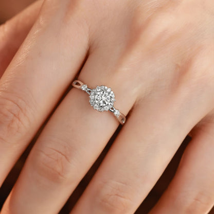 FIICCI Criss Cross Diamond Engagement Ring 0.3ct Heart Design In 18K White Gold