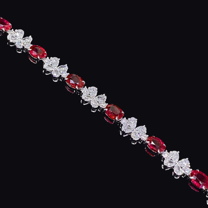 FIICCI Natural Ruby And Diamond In 18K White Gold Bracelate Fine Jewelry