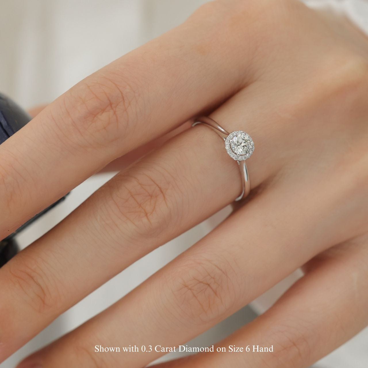 FIICCI Petite Promise Halo Diamond Engagement Ring