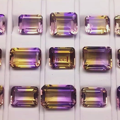 Natural Ametrine Gem  - Emerald Cut - Bicolor Color - 10 carats - 10 x 14mm