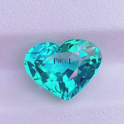 Guild Certified Stunning Lagoon  Green Blue Tourmaline - Heart Shape - 5.47 carats - 9.29 x 11.92mm