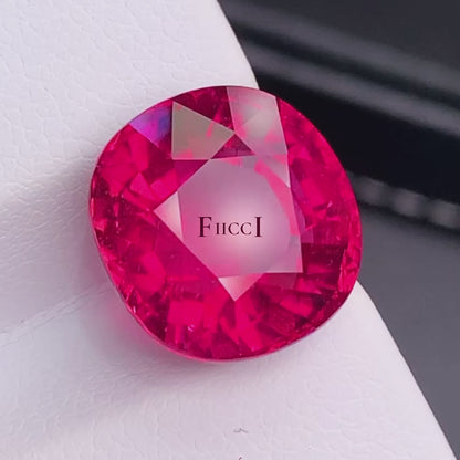 Super Gemstone Rubellite Tourmaline Gemstone - Cushion Cut - 10.34 carats - 12.9 x 12.4mm