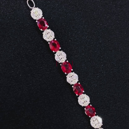 FIICCI Dazling Natural Ruby And Diamond In 18K White Gold Bracelate