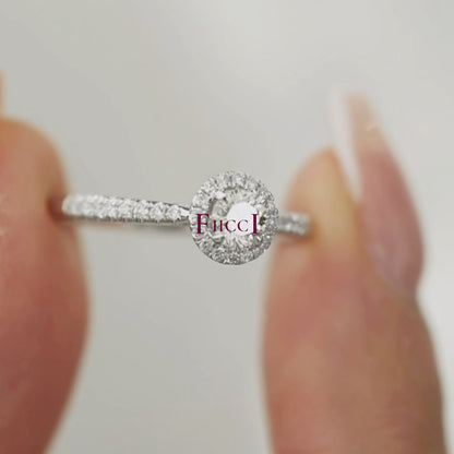 FIICCI Petite Promise Halo Diamond Engagement Ring