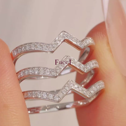 FIICCI Lyon 18K White Gold Diamond Wedding Ring