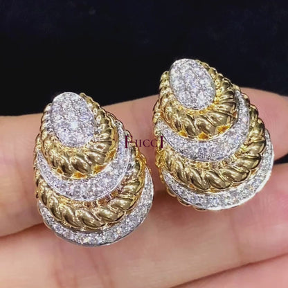 FIICCI Buccellati 18K Yellow Gold  Natural Diamond Earrings