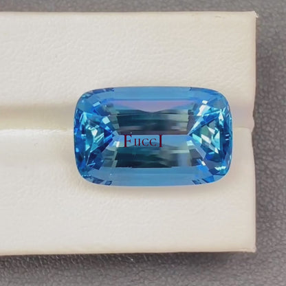 GUILD Certified Exceptional Santa Aquamarine - Cushion Cut - Deep Color - 16.2 carats - 19.8 x 12.5mm