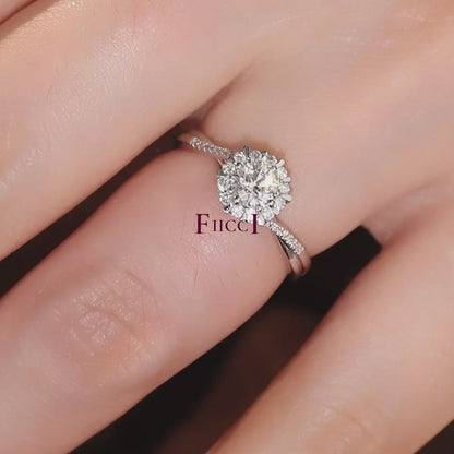 FIICCI Round Diamond Engagement Ring 0.3ct 18K White Gold