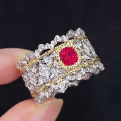 FIICCI Buccellati Mahenge Spinel And Diamond Ring In 18K Gold