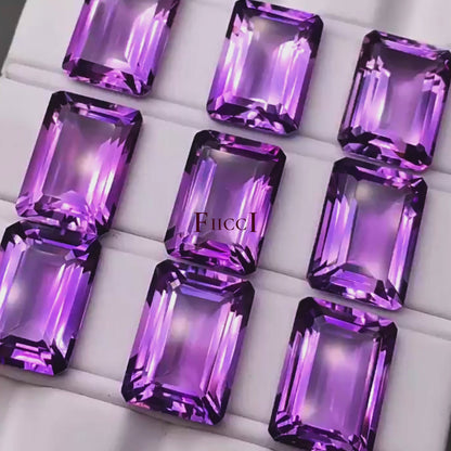 Emerald Cut Amethyst Gem - Purple Color - 10 carats - 10 x 14mm