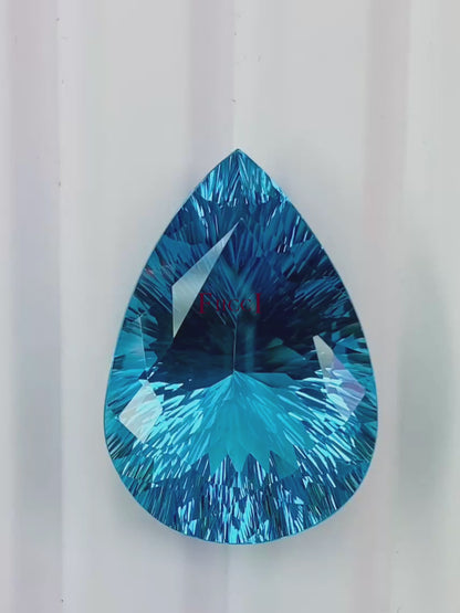 Precious Swiss Blue Topaz - Pear Millennium Cut - Unset - 107.63 carats - 26.9 x 38.6mm