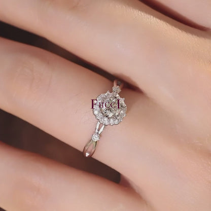 FIICCI Criss Cross Diamond Engagement Ring 0.3ct Heart Design In 18K White Gold