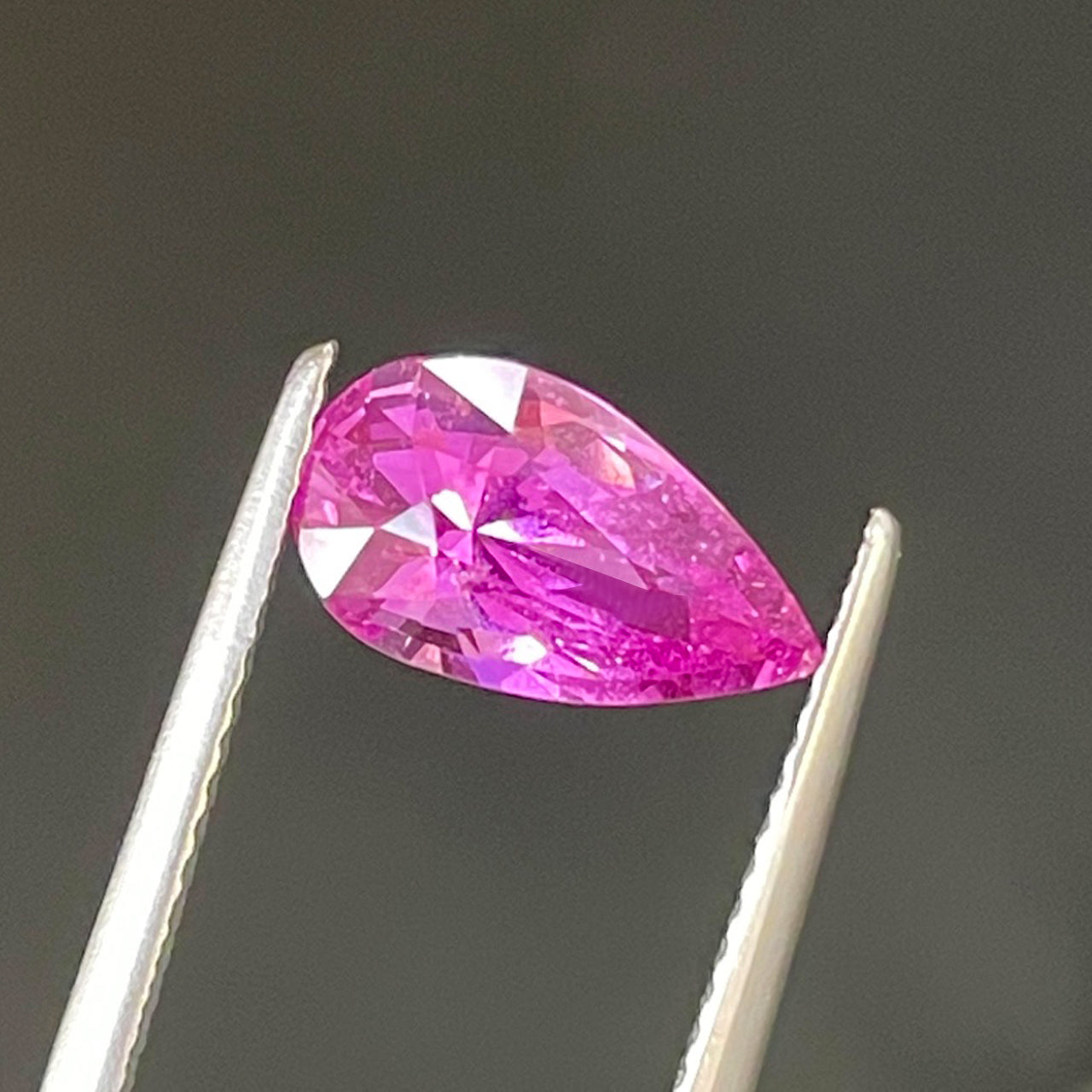 GUILD Certified Genuine Pink Sapphire - Unheated Pear Cut - Vivid Purplish Pink - 2.36 carats - 10.98 x 6.21mm