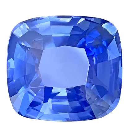 AIGS Certified Loose Blue Sapphire Gem - Cushion Cut - Cornflower Blue Unheated - 7.08 carats - 11.51 x 10.59 mm