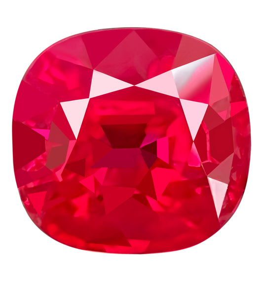 GRS Certified Myanmar Ruby - Cushion Cut - 3.06 Carat Weight - 8.13x7.67 mm - Pigeon's Blood Red