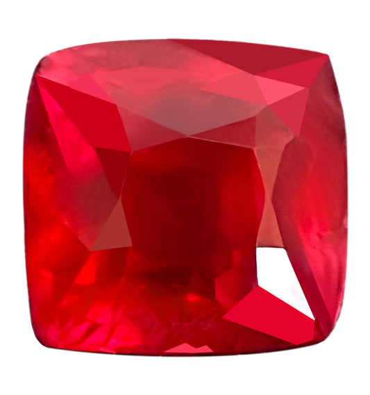 GRS Certified Genuine Ruby - Rectangular Cut - Unheated Pigeon's Blood Red - 2.02 carats - 6.23 x 6.09mm