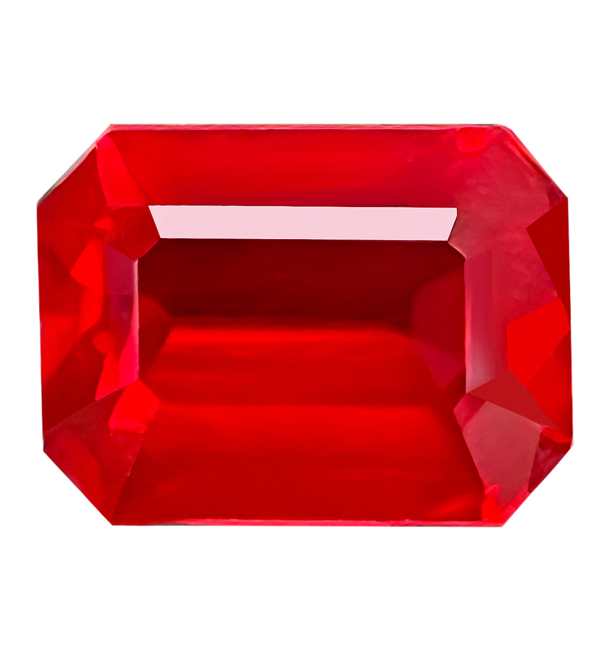 GRS Certified Unheated Ruby - Emerald Cut Vivid Red - 1.01 carats - 6.49 x 4.79mm